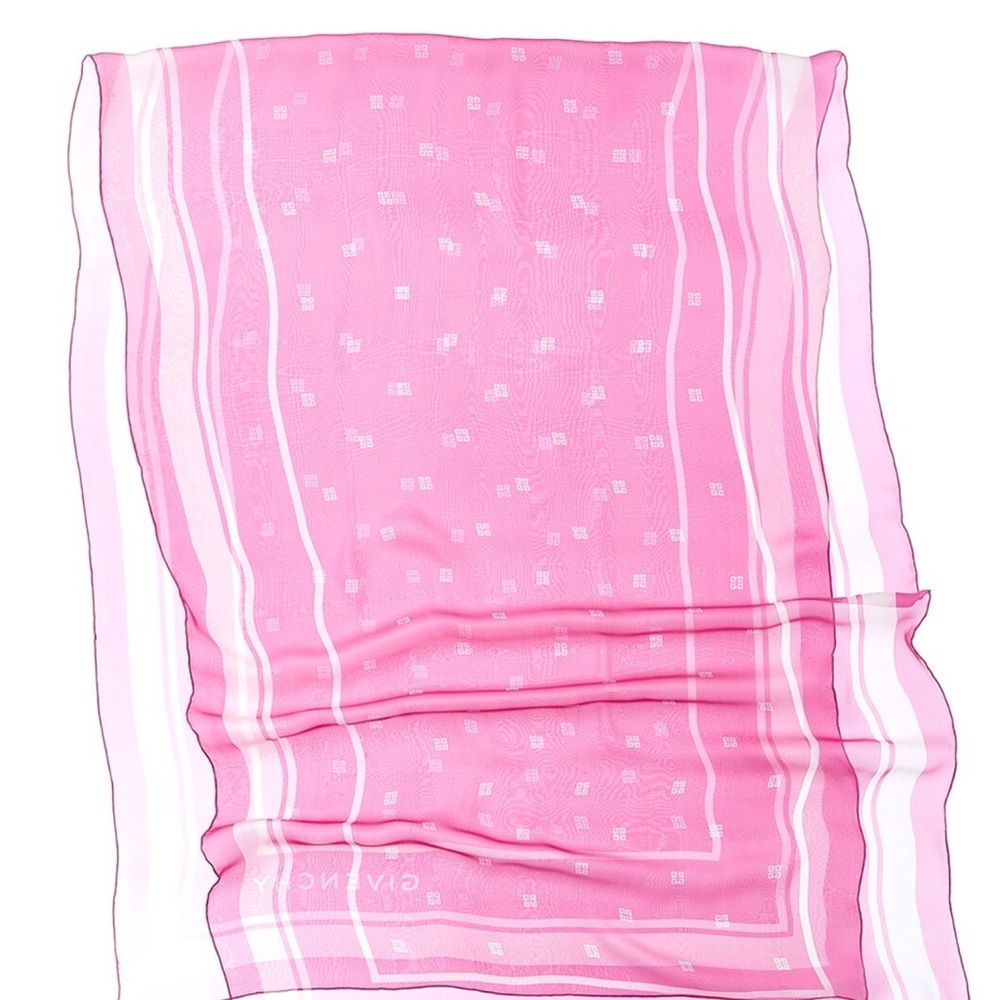 Givenchy Fuchsia and White Silk Scarf - Picture 2 of 2